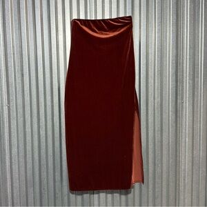 Banana Republic Customized Rust Velvet  Strapless Dress with Slit, Large